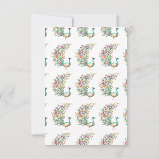 Mooie waterverf groene pauw bedankkaart (Achterkant)