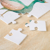Mooie waterverf groene pauw legpuzzel (Zijkant)