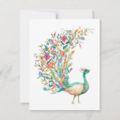 Mooie waterverf groene pauw notitiekaartje (Voorkant)