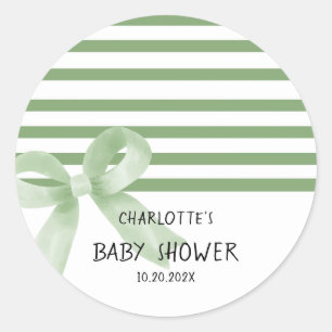 Mooie waterverf groene strik baby shower ronde sticker