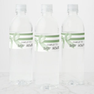 Mooie waterverf groene strik baby shower waterfles etiket
