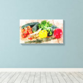 Mooie Waterverf groenten op Canvas Afdruk (Insitu (Houten vloer))