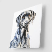 MOOIE WATERVERF GROTE DEENSE HOND VIERKANTE KLOK (Hoek)