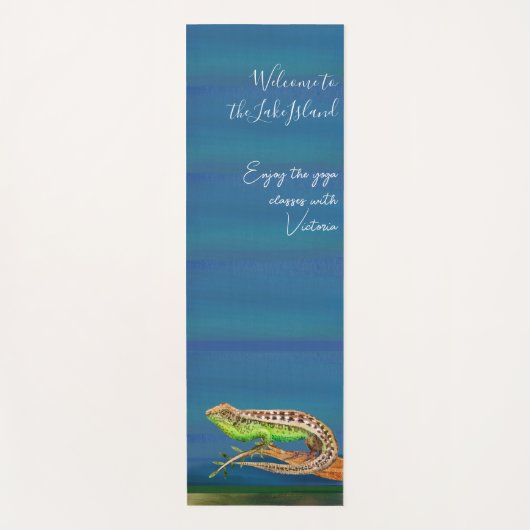 Mooie waterverf hagedis op blauw groen yogamat (Voorkant)