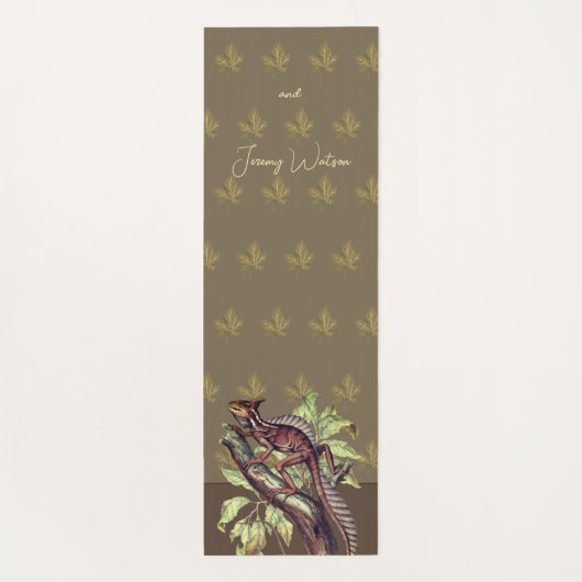 Mooie waterverf hagedis op blauw groen yogamat (Achterkant)