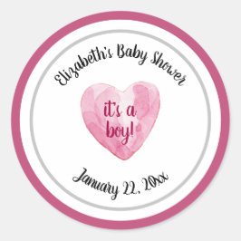 Mooie Waterverf hart Baby shower Ronde Sticker