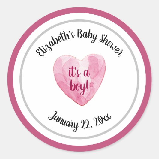 Mooie Waterverf hart Baby shower Ronde Sticker (Voorkant)