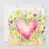 Mooie waterverf hart- en bloemkaartje (Voorkant)