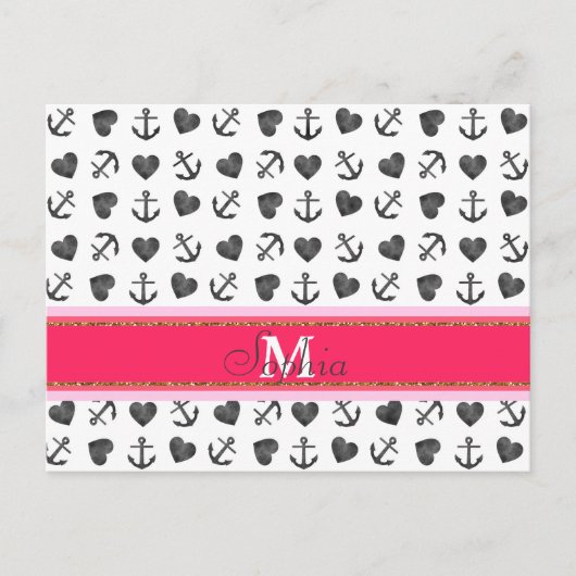 Mooie waterverf harten ankerpatroon briefkaart (Voorkant)