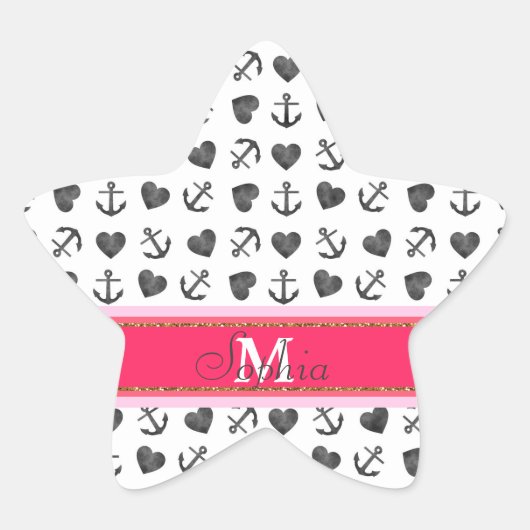Mooie waterverf harten ankerpatroon ster sticker (Voorkant)