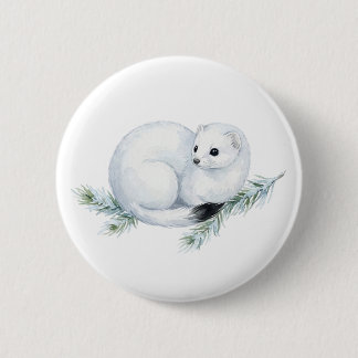Mooie Waterverf Hermelijn Knop Ronde Button 5,7 Cm