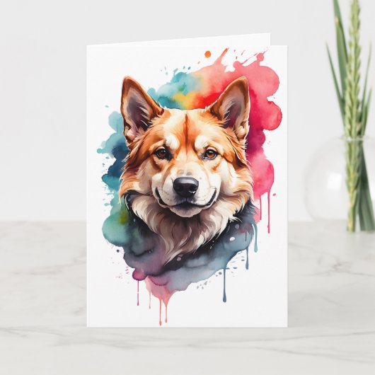 Mooie waterverf honden spetterportret splash blanc kaart (Voorkant)