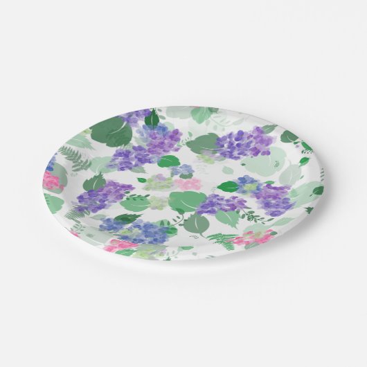 Mooie Waterverf Hortensia Mix Papieren Bordje (Gekanteld)