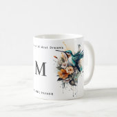 Mooie Waterverf Hummingbird Monogram Naam Koffiemok (Voorkant rechts)