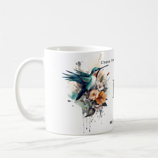 Mooie Waterverf Hummingbird Monogram Naam Koffiemok (Links)