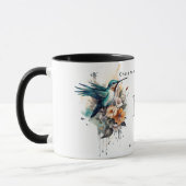 Mooie Waterverf Hummingbird Monogram Naam Mok (Links)
