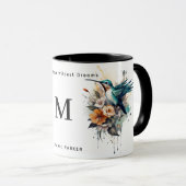 Mooie Waterverf Hummingbird Monogram Naam Mok (Voorkant rechts)