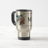 Mooie Waterverf Hummingbird Monogram Naam Reisbeker (Voorkant links)