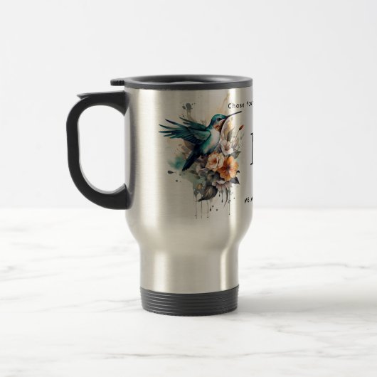 Mooie Waterverf Hummingbird Monogram Naam Reisbeker (Links)