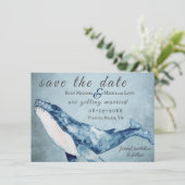 Mooie Waterverf Humpback Whale Beach Weddenschap Save The Date (Staand voorkant)