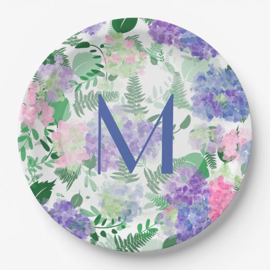 Mooie Waterverf Hydrangea Mix Papieren Bordje (Voorkant)