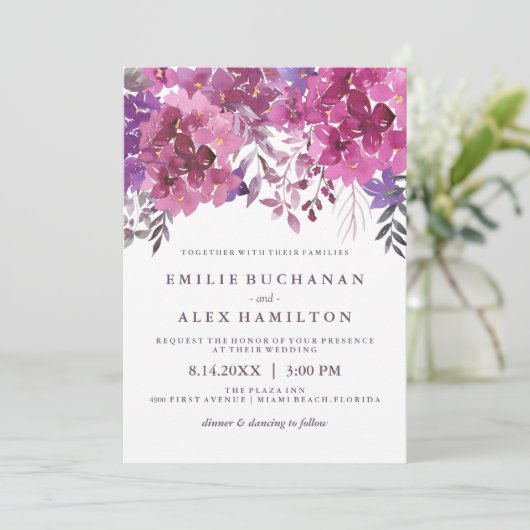 Mooie waterverf hydrangea's en botanicals kaart (Staand voorkant)