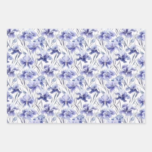 Mooie Waterverf Iris-ventilatorlichte Paarse kunst Inpakpapier Vel (Voorkant 3)