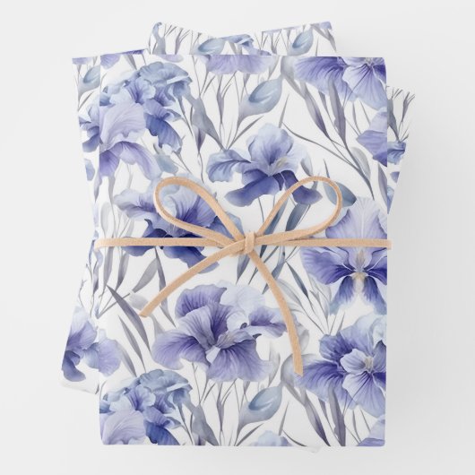 Mooie Waterverf Iris-ventilatorlichte Paarse kunst Inpakpapier Vel (In situ)