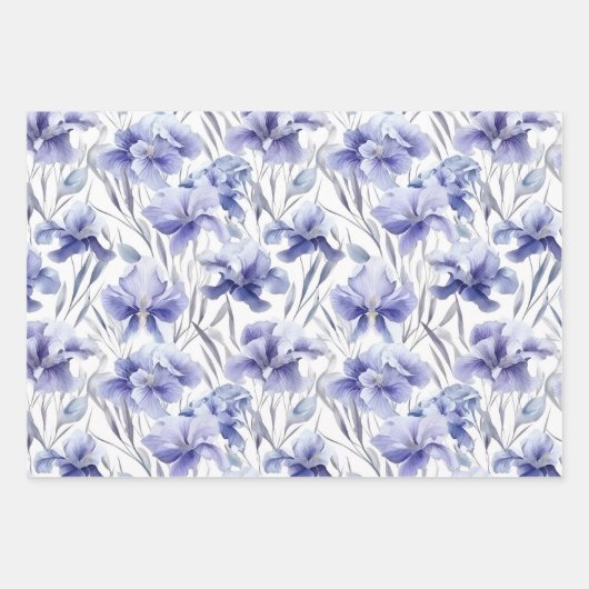 Mooie Waterverf Iris-ventilatorlichte Paarse kunst Inpakpapier Vel (Voorkant)