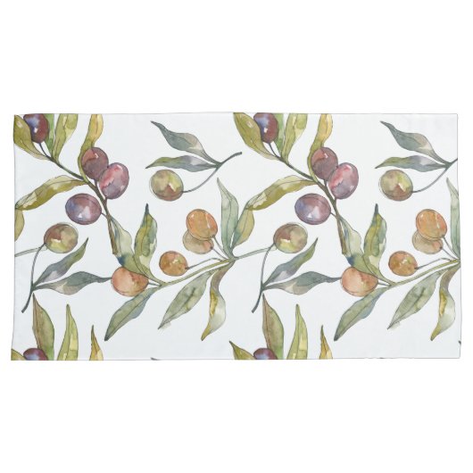 Mooie Waterverf Italiaans olijfmotief Kussensloop (Voorkant-Rechts)