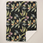 Mooie Waterverf italiaanse olijven patroontje zwar Sherpa Deken (Voorkant)