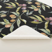 Mooie Waterverf italiaanse olijven patroontje zwar Sherpa Deken (3/4)