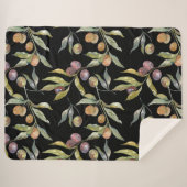 Mooie Waterverf italiaanse olijven patroontje zwar Sherpa Deken (Voorkant (horizontaal))