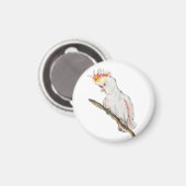 Mooie waterverf kakatoo papegaai handtekening magneet (Voorkant / Achterkant)