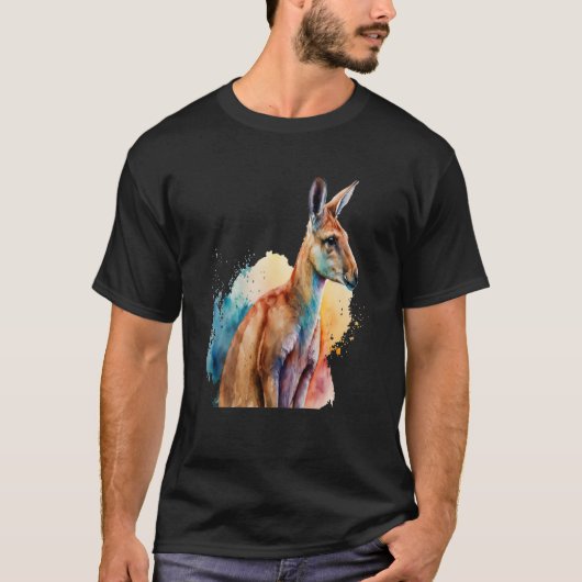 Mooie Waterverf Kangaroo Portret T-shirt (Voorkant)