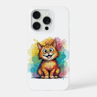 Mooie Waterverf Kat Telefoonhoes iPhone 15 Pro Case