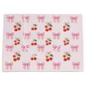 Mooie Waterverf Kersen Strik Coquette Patroon Groot Cadeauzakje (Voorkant)