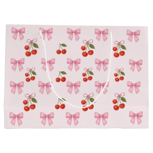 Mooie Waterverf Kersen Strik Coquette Patroon Groot Cadeauzakje (Achterkant)