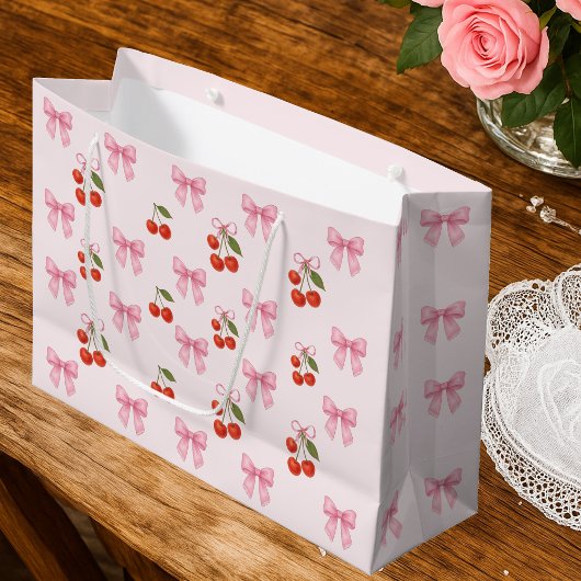 Mooie Waterverf Kersen Strik Coquette Patroon Groot Cadeauzakje