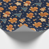 Mooie Waterverf Kerst Gingerbread Cadeaupapier (Hoek)