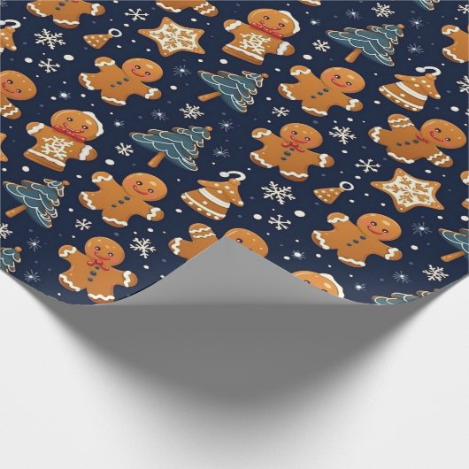 Mooie Waterverf Kerst Gingerbread Cadeaupapier (Hoek)