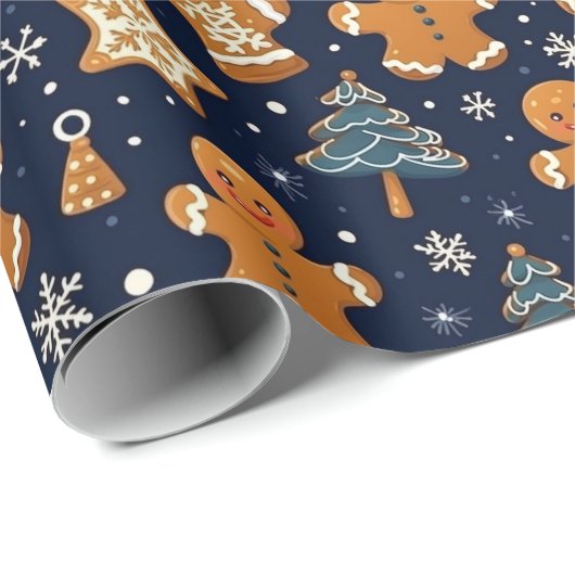 Mooie Waterverf Kerst Gingerbread Cadeaupapier (Rol Hoek)
