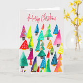 Mooie waterverf kerstbomen kaart (Gele Bloem)