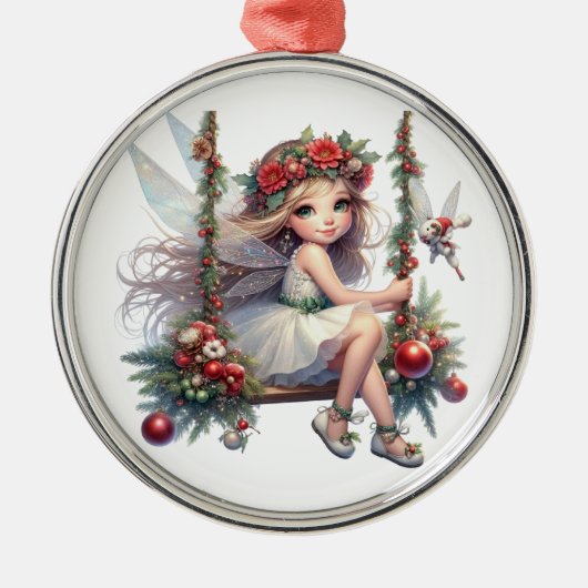 Mooie Waterverf kerstfee Metalen Ornament (Voorkant)