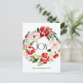 Mooie Waterverf Kerstkrans Joy Briefkaart (Staand voorkant)