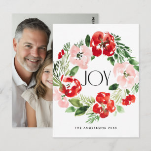 Mooie Waterverf Kerstkrans Joy Briefkaart