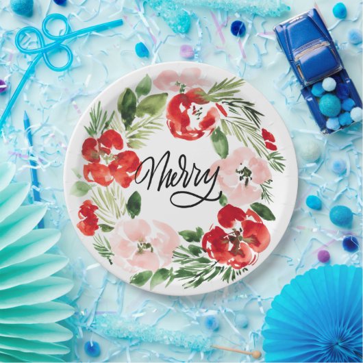 Mooie Waterverf kerstmis Papieren Bordje (Feest)