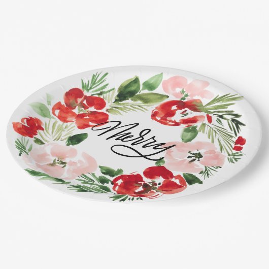 Mooie Waterverf kerstmis Papieren Bordje (Gekanteld)