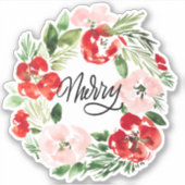 Mooie Waterverf kerstmis Sticker (Voorkant)