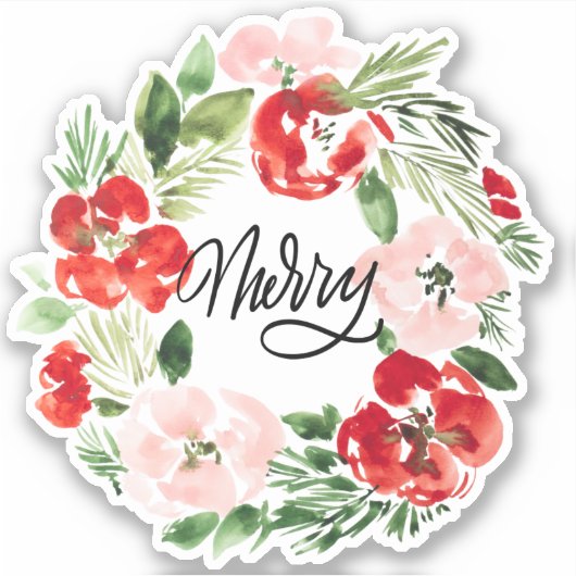 Mooie Waterverf kerstmis Sticker (Voorkant)